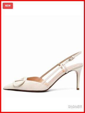 Women Slingback Heeled Sandals Pointed Toe Stiletto High Heels Patent Leather